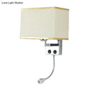 GobekUsa Modern Fabric Rectangle Spotlight Wall Lamp - Nordic Style, 1-Light, Black/Flaxen/Beige, Wall Mounted Fixture