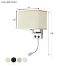 GobekUsa Modern Fabric Rectangle Spotlight Wall Lamp - Nordic Style, 1-Light, Black/Flaxen/Beige, Wall Mounted Fixture