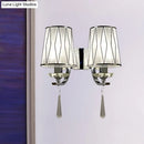 GobekUsa Modern Chrome Wall Lamp with K9 Crystal Drop and Diamond-Pattern Barrel Design