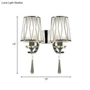 GobekUsa Modern Chrome Wall Lamp with K9 Crystal Drop and Diamond-Pattern Barrel Design