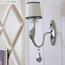 GobekUsa Modern Chrome Wall Lamp with Tapered Fabric Shade - Stylish Living Room Sconce Light