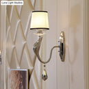 GobekUsa Modern Chrome Wall Lamp with Tapered Fabric Shade - Stylish Living Room Sconce Light