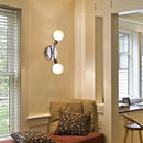 GobekUsa Contemporary 2-Light Chrome LED Wall Sconce with Global White Glass Fixture