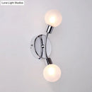 GobekUsa Contemporary 2-Light Chrome LED Wall Sconce with Global White Glass Fixture