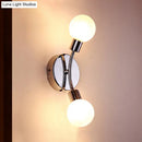 GobekUsa Contemporary 2-Light Chrome LED Wall Sconce with Global White Glass Fixture