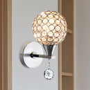GobekUsa Modern Chrome Wall Light with Crystal Encrusted Globe, 1 Head