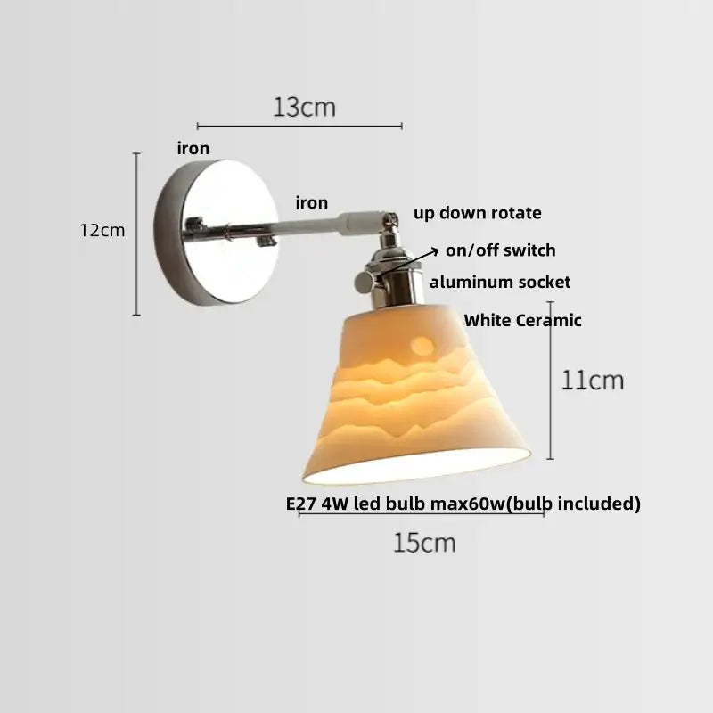 GobekUsa Ceramic LED Wall Light Sconce, Pull Chain Switch, Modern Style, photo 16 of 20