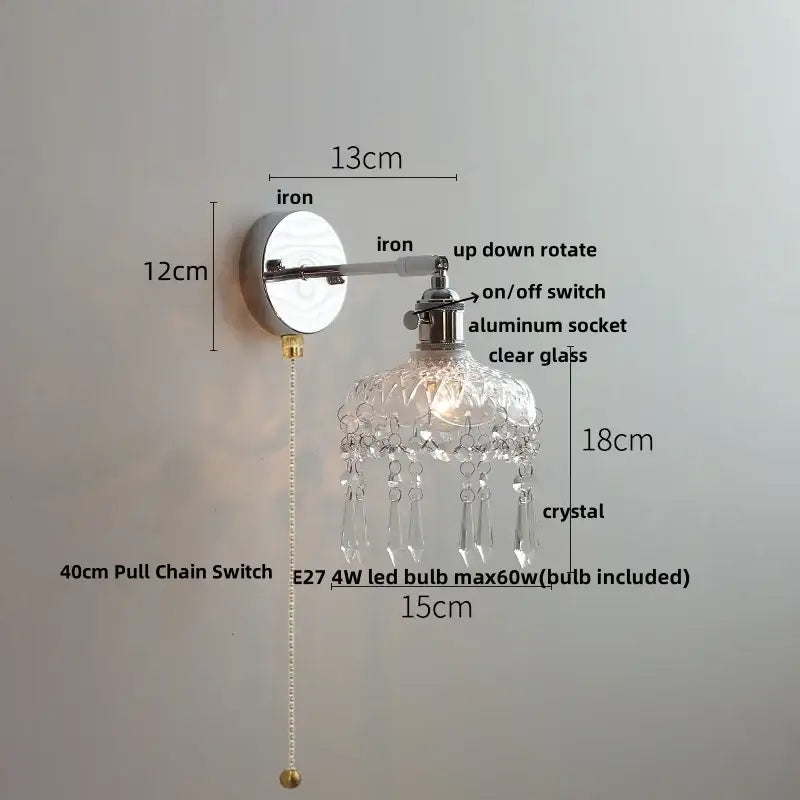 GobekUsa Ceramic LED Wall Light Sconce, Pull Chain Switch, Modern Style, photo 4 of 20