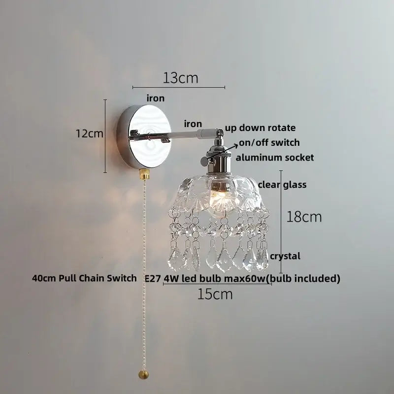 GobekUsa Ceramic LED Wall Light Sconce, Pull Chain Switch, Modern Style, photo 11 of 20