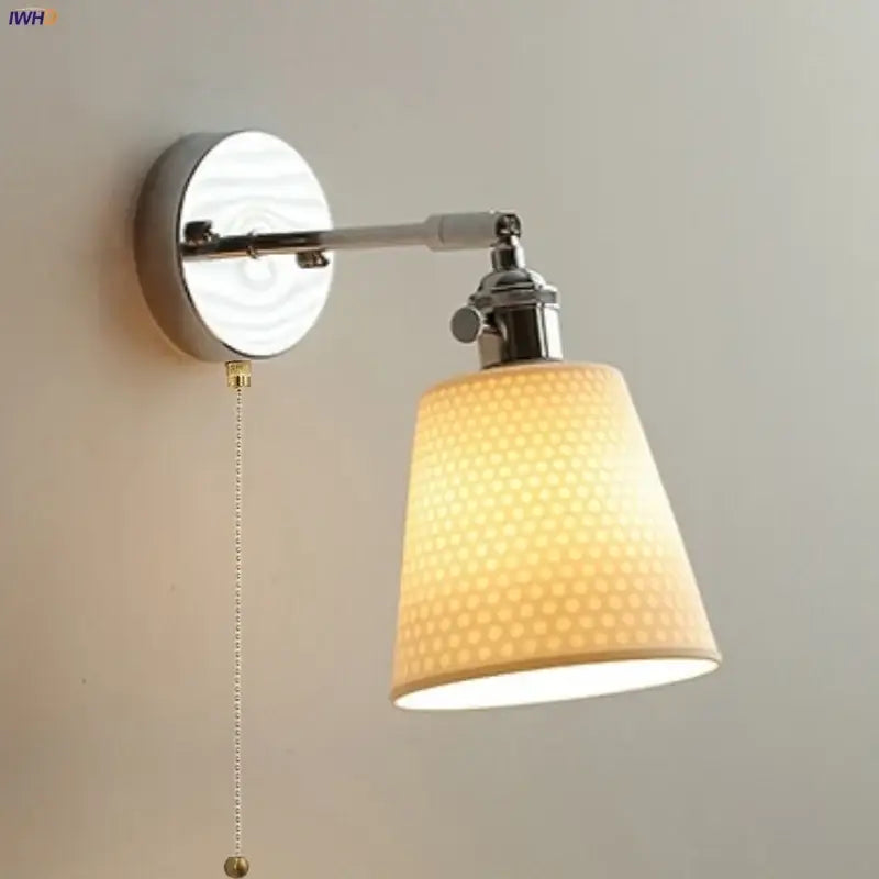 GobekUsa Ceramic LED Wall Light Sconce, Pull Chain Switch, Modern Style