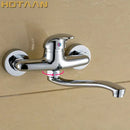 GobekUsa Brass Chrome Dual Hole Kitchen Tap Mixer Faucet for Sink