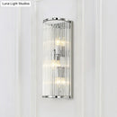 GobekUsa Modern Chrome Wall Sconce Fixture with Clear Crystal Shade - 3-Light Bedroom Wall Light