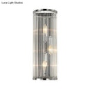 GobekUsa Modern Chrome Wall Sconce Fixture with Clear Crystal Shade - 3-Light Bedroom Wall Light