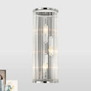 GobekUsa Modern Chrome Wall Sconce Fixture with Clear Crystal Shade - 3-Light Bedroom Wall Light