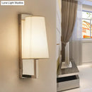 GobekUsa Modern Wall Sconce Light: Stainless Steel Rectangle with Handmade Cone Fabric Shade