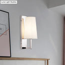 GobekUsa Modern Wall Sconce Light: Stainless Steel Rectangle with Handmade Cone Fabric Shade