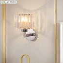 GobekUsa Modern Chrome Wall Sconce Light with Crystal Rod Shade - 1-Light Hallway Wall Mount