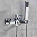 GobekUsa Black Wall Mount Bathtub Shower Faucet with Waterfall Spout