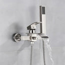 GobekUsa Black Wall Mount Bathtub Shower Faucet with Waterfall Spout