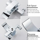 GobekUsa Black Wall Mount Bathtub Shower Faucet with Waterfall Spout