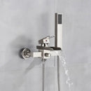 GobekUsa Black Wall Mount Bathtub Shower Faucet with Waterfall Spout