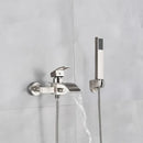 GobekUsa Black Wall Mount Bathtub Shower Faucet with Waterfall Spout