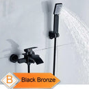 GobekUsa Black Wall Mount Bathtub Shower Faucet with Waterfall Spout