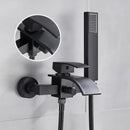 GobekUsa Black Wall Mount Bathtub Shower Faucet with Waterfall Spout