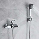 GobekUsa Black Wall Mount Bathtub Shower Faucet with Waterfall Spout