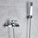 GobekUsa Black Wall Mount Bathtub Shower Faucet with Waterfall Spout
