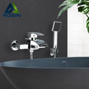 GobekUsa Black Wall Mount Bathtub Shower Faucet with Waterfall Spout