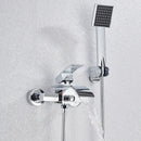 GobekUsa Black Wall Mount Bathtub Shower Faucet with Waterfall Spout