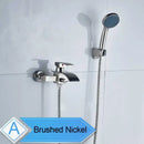 GobekUsa Black Wall Mount Bathtub Shower Faucet with Waterfall Spout