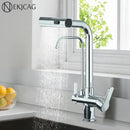 GobekUsa 3-Mode Waterfall Kitchen Faucet with 360° Rotation and Pull Out Spray