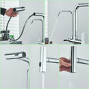 GobekUsa 3-Mode Waterfall Kitchen Faucet with 360° Rotation and Pull Out Spray