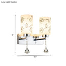 GobekUsa Modern White Glass Cylinder Wall Sconce with 2 Bulbs, Chrome Finish and Elegant Flower Pattern