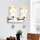 GobekUsa Modern White Glass Cylinder Wall Sconce with 2 Bulbs, Chrome Finish and Elegant Flower Pattern