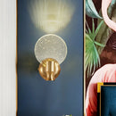 GobekUsa Modern Circle Panel LED Wall Lamp with Bubble Crystal in Gold, 5"/6" Wide