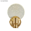 GobekUsa Modern Circle Panel LED Wall Lamp with Bubble Crystal in Gold, 5"/6" Wide