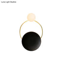 GobekUsa Creative Circle Wall Sconce Cream Glass 1-Head Corridor Wall Light in Black-Brass - Postmodern Design