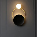 GobekUsa Creative Circle Wall Sconce Cream Glass 1-Head Corridor Wall Light in Black-Brass - Postmodern Design