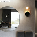 GobekUsa Creative Circle Wall Sconce Cream Glass 1-Head Corridor Wall Light in Black-Brass - Postmodern Design
