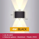 Modern circular black solar led wall light garden exterior decor by Decorbites