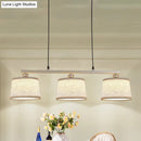 GobekUsa Modern Circular Pendant Light with Flaxen Fabric and 3 Bulbs for Open Kitchen Island Lighting