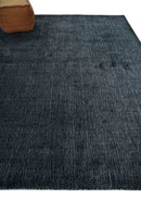 Modern Classic 8x10 Solid Plain Black and Silver Blended Hand Loomed Modern Scandinavian Art Silk Area Rug by The Rug Decor