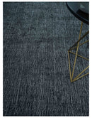 Modern Classic 8x10 Solid Plain Black and Silver Blended Hand Loomed Modern Scandinavian Art Silk Area Rug by The Rug Decor