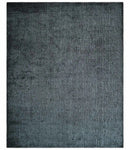 Modern Classic 8x10 Solid Plain Black and Silver Blended Hand Loomed Modern Scandinavian Art Silk Area Rug by The Rug Decor