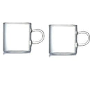 Modern clear 2pc 120ml glass handle coffee cup set for dining room by Decorbites