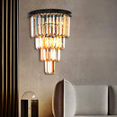 GobekUsa Modern Clear/Amber Layered Wall Light Sconce with Crystal Accents - 2-Light Wall Mounted Lamp for Living Room
