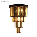 GobekUsa Modern Clear/Amber Layered Wall Light Sconce with Crystal Accents - 2-Light Wall Mounted Lamp for Living Room